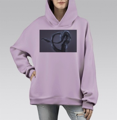 Дракон моря, Hoodie Mono Fiolet, оверсайз, утепленная