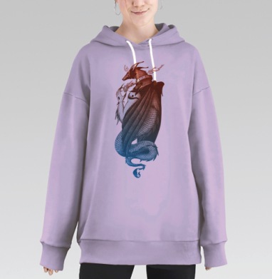 Дракон уно красно-синий, Hoodie Long Oversize Fiolet