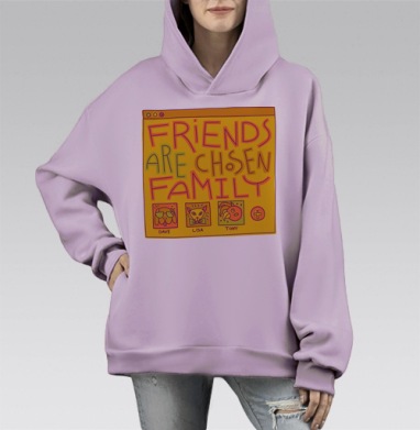 Друзья это семья, Hoodie Mono Fiolet, оверсайз, утепленная