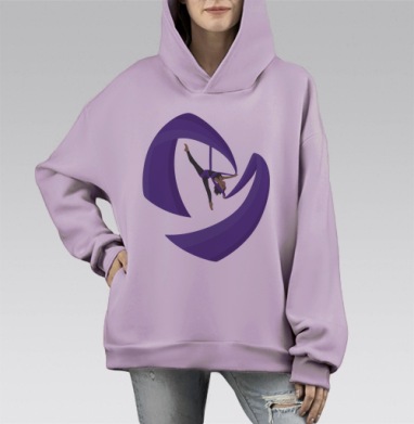 Двойная звезда, Hoodie Mono Fiolet, оверсайз, утепленная