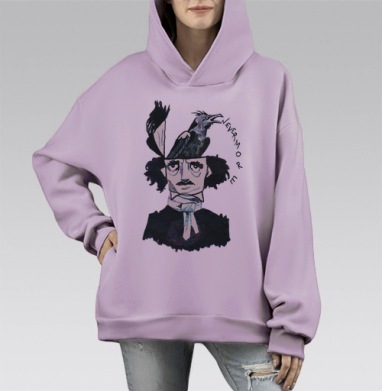 Эдгар Алан По, Hoodie Mono Fiolet, оверсайз, утепленная