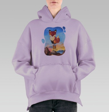 Ежик и заяц в воздушном шаре в виде Лисы, Hoodie Oversize Fiolet, утепленная