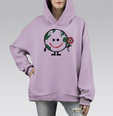 ЭкоПланета, Hoodie Mono Fiolet, оверсайз, утепленная