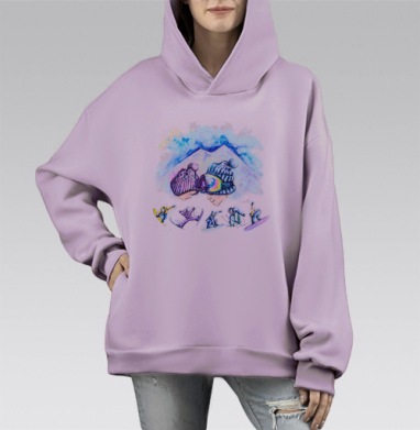 Эльбрус, Hoodie Mono Fiolet, оверсайз, утепленная
