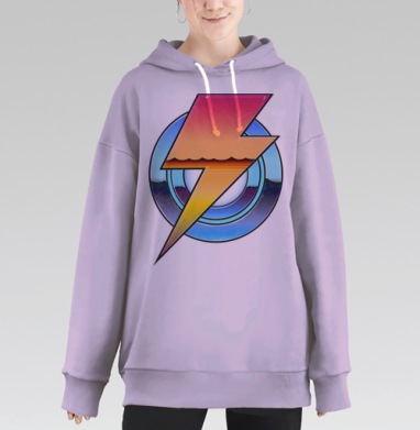 Энергия Молнии Кирпичный Закат Синие Круги, Hoodie Long Oversize Fiolet