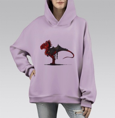 Ездовой динозавр, Hoodie Mono Fiolet, оверсайз, утепленная