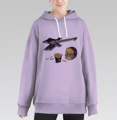 Фаст фуд в стиле метал., Hoodie Long Oversize Fiolet