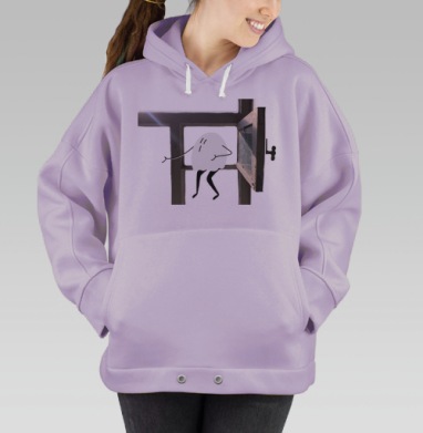 Фигура прыгающая через окно освобождение свободу в движении, Hoodie Oversize Fiolet