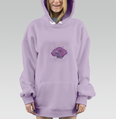 Фиолетовое облако с бокалом наслаждение в мечтательном настроении, Hoodie Mjhigh Dig Mel, Fiolet, утепленная
