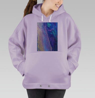 Фиолетовый дым освещенный синим светом гармонично насыщенный глубиной, Hoodie Oversize Fiolet