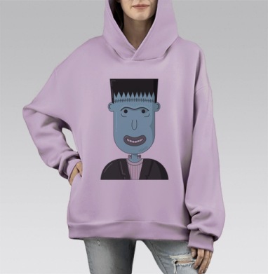 Франкенштейн., Hoodie Mono Fiolet, оверсайз, утепленная