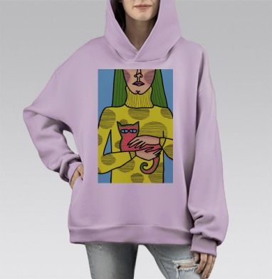 Фруктовый сезон, Hoodie Mono Fiolet, оверсайз, утепленная
