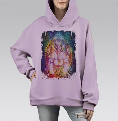 Ганеш, Hoodie Mono Fiolet, оверсайз, утепленная