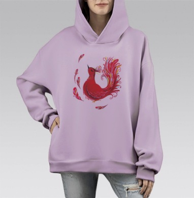 Жар-Птичка, Hoodie Mono Fiolet, оверсайз, утепленная