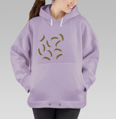 Желтые бананы на светло сером фоне бананы, Hoodie Oversize Fiolet