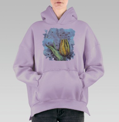 Желтый тюльпан, Hoodie Oversize Fiolet, утепленная