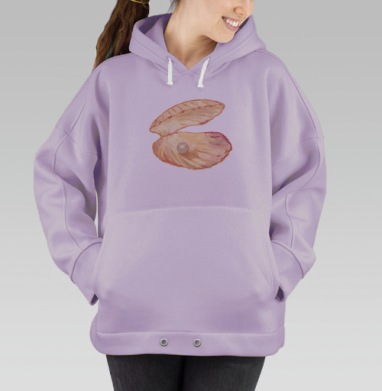 Жемчуг в раскрытой ракушке для морского отдыха, Hoodie Oversize Fiolet