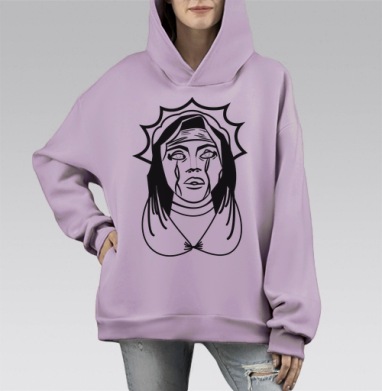 Женщина со слезами в мантии мистика внутренний мир, Hoodie Mono Fiolet, оверсайз, утепленная