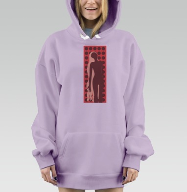 Женская фигура с длинными волосами застряли в жизни, Hoodie Mjhigh Dig Mel, Fiolet, утепленная
