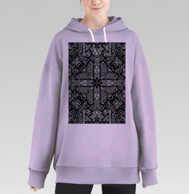 Геометрический узор в серой цветовой гамме строгая симметрия и баланс, Hoodie Long Oversize Fiolet
