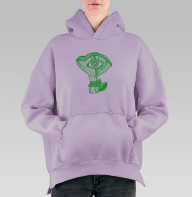 Гипно гриб, Hoodie Oversize Fiolet, утепленная