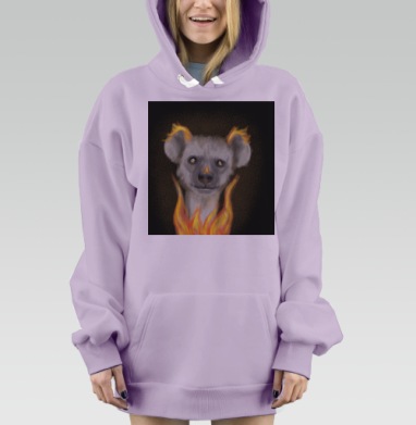 Животное с огненной аурой и светящимися глазами, Hoodie Mjhigh Dig Mel, Fiolet, утепленная