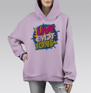 Живые эмоции, Hoodie Mono Fiolet, оверсайз, утепленная