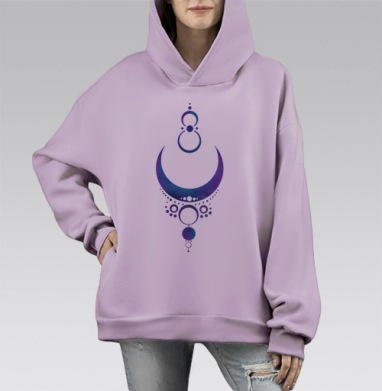 Глубокие космические кольца синего фиолетового цвета последние слова, Hoodie Mono Fiolet, оверсайз, утепленная