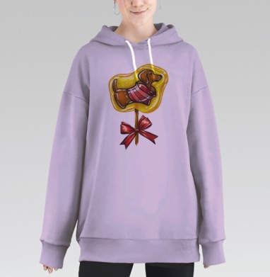 Год собаки леденец такса, Hoodie Long Oversize Fiolet