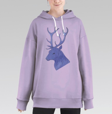 Голова оленя, Hoodie Long Oversize Fiolet