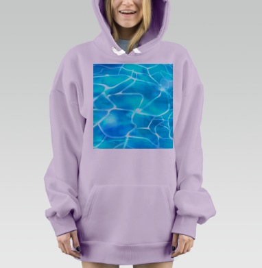 Голубая вода отражение света движения в бассейне, Hoodie Mjhigh Dig Mel, Fiolet, утепленная