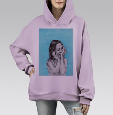 Голубые слёзы, Hoodie Mono Fiolet, оверсайз, утепленная