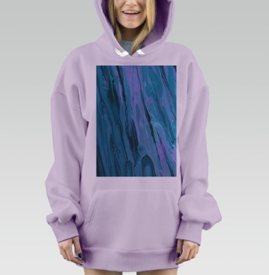 Голубые волны фиолетовых оттенков текучая динамика, Hoodie Mjhigh Dig Mel, Fiolet, утепленная