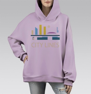 Городские линии, Hoodie Mono Fiolet, оверсайз, утепленная