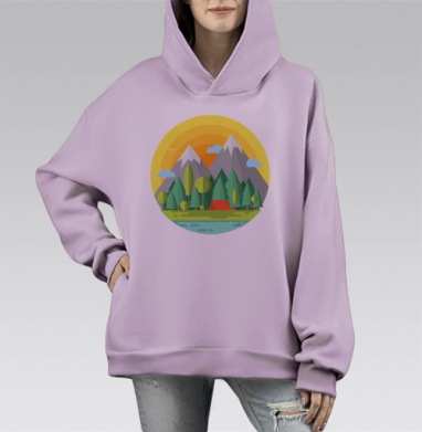Горы, Hoodie Mono Fiolet, оверсайз, утепленная