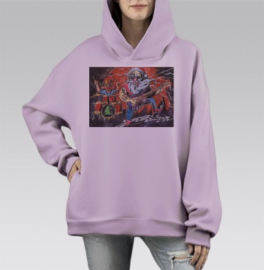 Горячий Дед Мороз, Hoodie Mono Fiolet, оверсайз, утепленная
