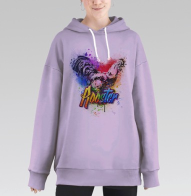 Граффити петух, Hoodie Long Oversize Fiolet