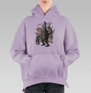 Граната грабитель., Hoodie Oversize Fiolet, утепленная