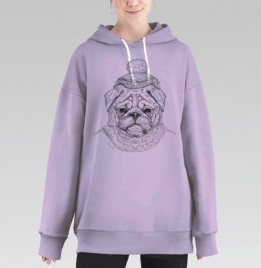 Hipsters dog / Хипстерская собака, Hoodie Long Oversize Fiolet
