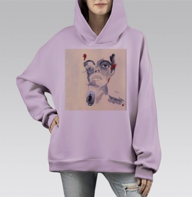 И небо давит, Hoodie Mono Fiolet, оверсайз, утепленная