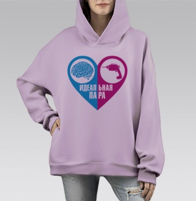 Идеальная пара, Hoodie Mono Fiolet, оверсайз, утепленная