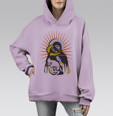 Икона, Hoodie Mono Fiolet, оверсайз, утепленная