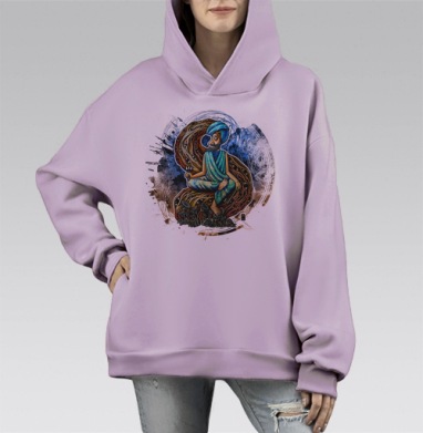 Индийский Йог, Hoodie Mono Fiolet, оверсайз, утепленная