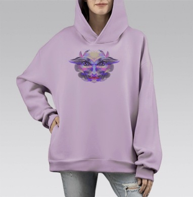 Инопланетянка, Hoodie Mono Fiolet, оверсайз, утепленная