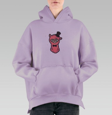 Интеллигентная лама, Hoodie Oversize Fiolet, утепленная
