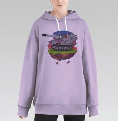 Iron Monster Machine on Magic Island Боевой танк монстр остров, Hoodie Long Oversize Fiolet