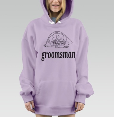 Ироничная собака усталый дружок жениха groomsman, Hoodie Mjhigh Dig Mel, Fiolet, утепленная
