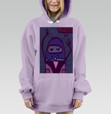 Ироничный капюшон персонаж протест pizza, Hoodie Mjhigh Dig Mel, Fiolet, утепленная
