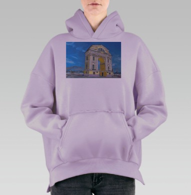 Исторические московские ворота на Ангаре в Иркутске, Hoodie Oversize Fiolet, утепленная