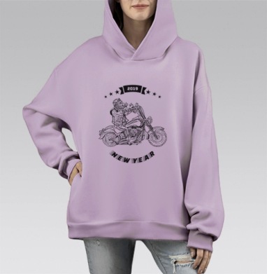 Кабан байкер., Hoodie Mono Fiolet, оверсайз, утепленная
